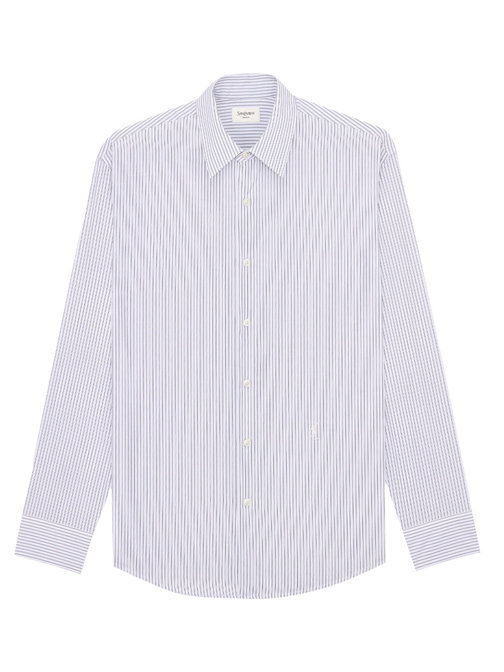 Saint Laurent Men Striped Cotton Poplin Cassandre Shirt SAINT LAURENT