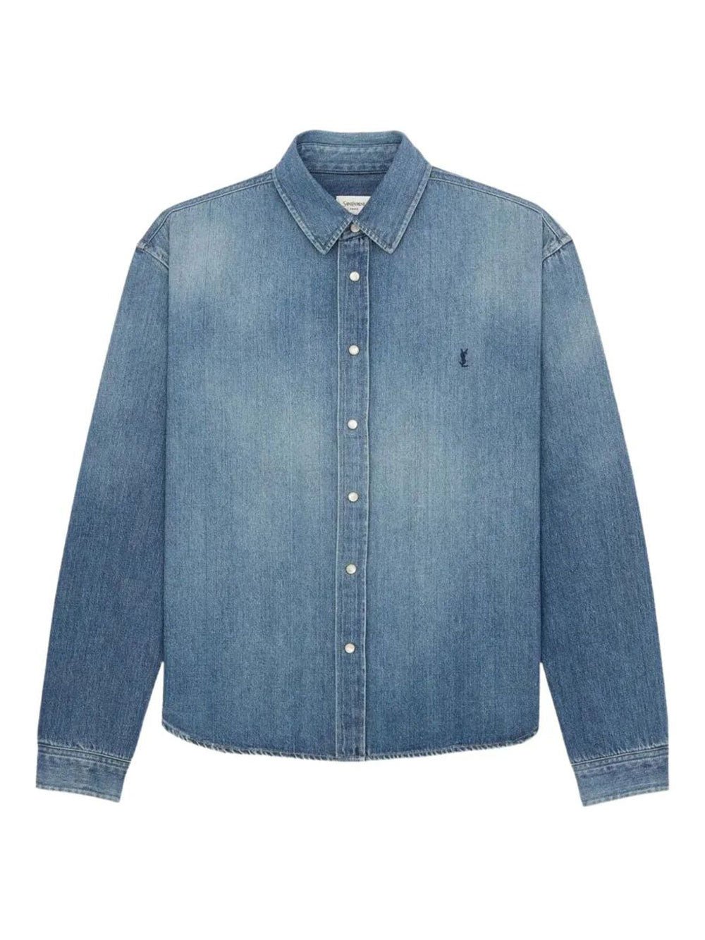 Saint Laurent Men Cassandre Shirt In Denim SAINT LAURENT