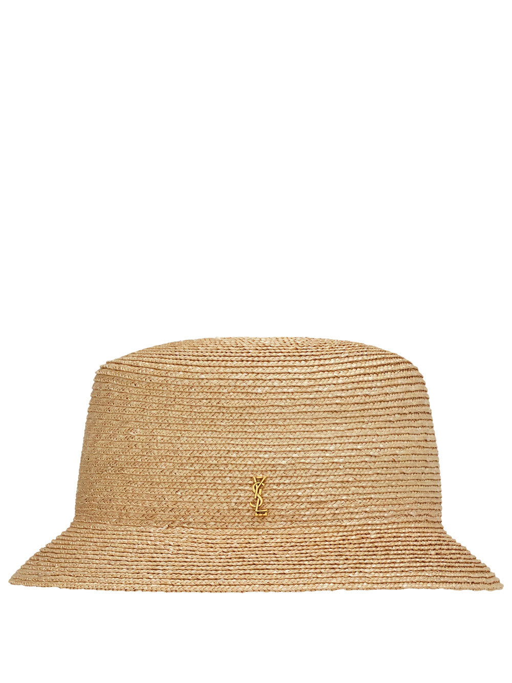 Saint Laurent Men Maglina Straw Bucket Hat With Cassandre Pin SAINT LAURENT