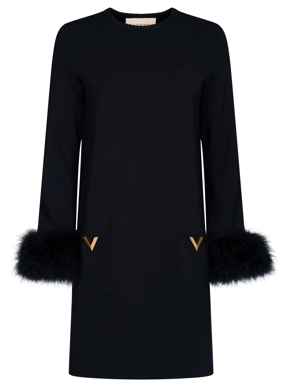 Valentino Garavani Women V Logo And Feather-Detail Knitted Dress VALENTINO GARAVANI
