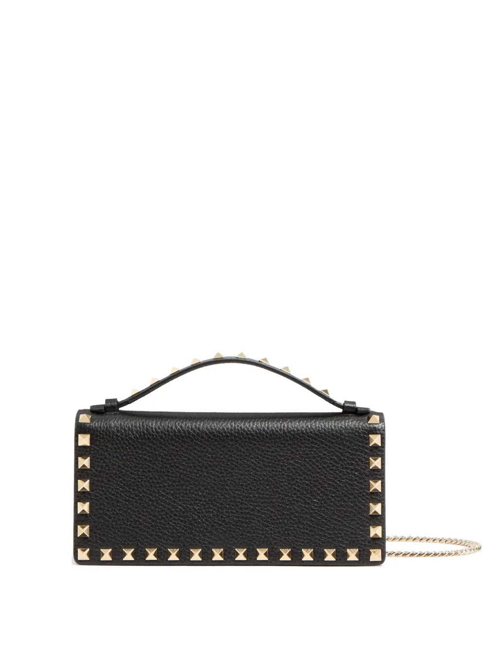 Valentino Garavani Women Rockstud Grainy Leather Wallet With Detachable Chain VALENTINO GARAVANI