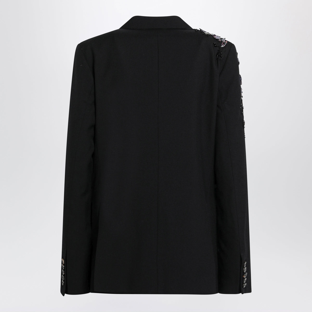 Dries Van Noten Black Double-Breasted Jacket With Floral Sequinned Appliques Women DRIES VAN NOTEN