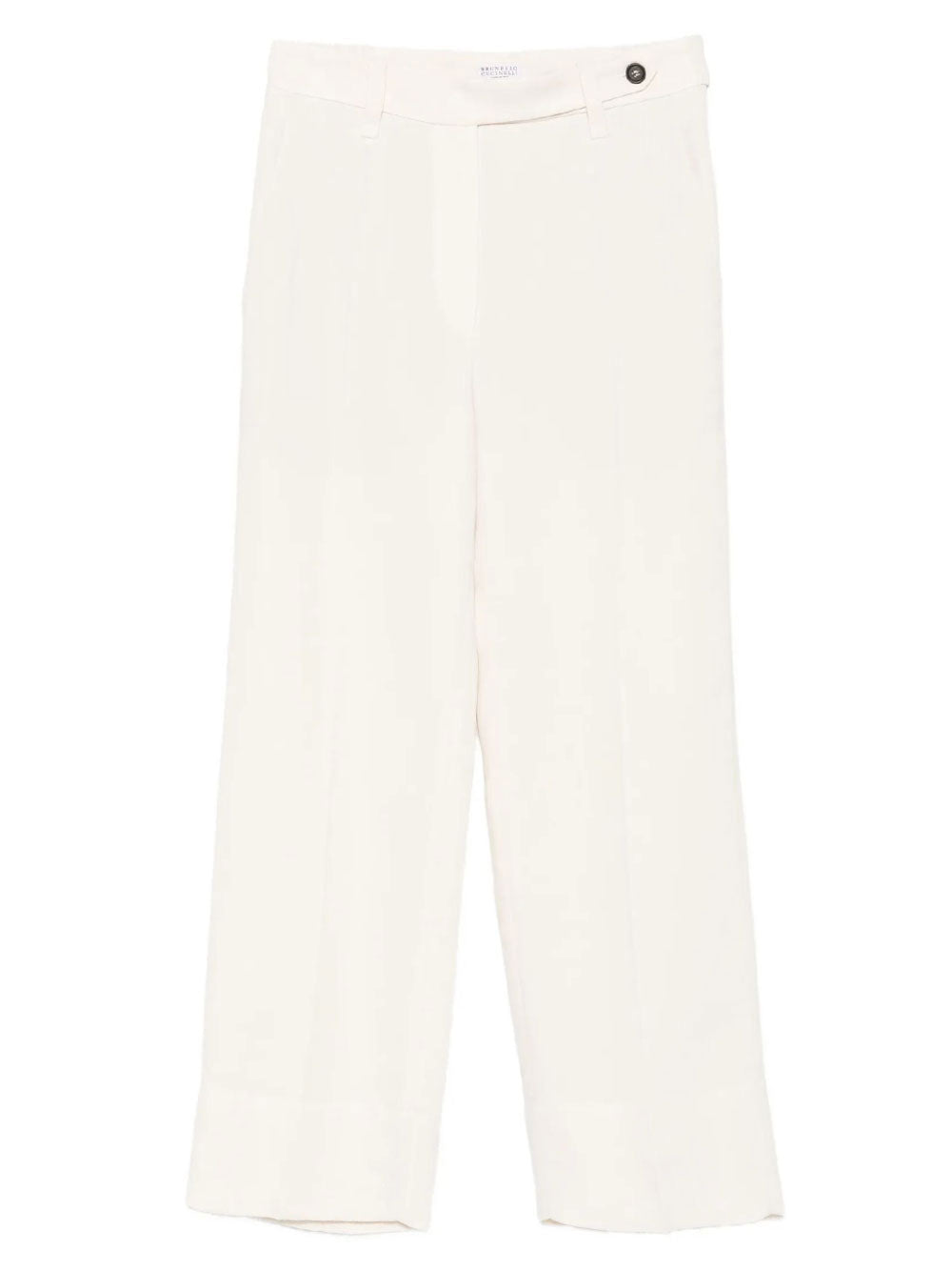 Brunello Cucinelli Women Viscose And Linen Fluid Twill Cigarette Trousers With Monili BRUNELLO CUCINELLI