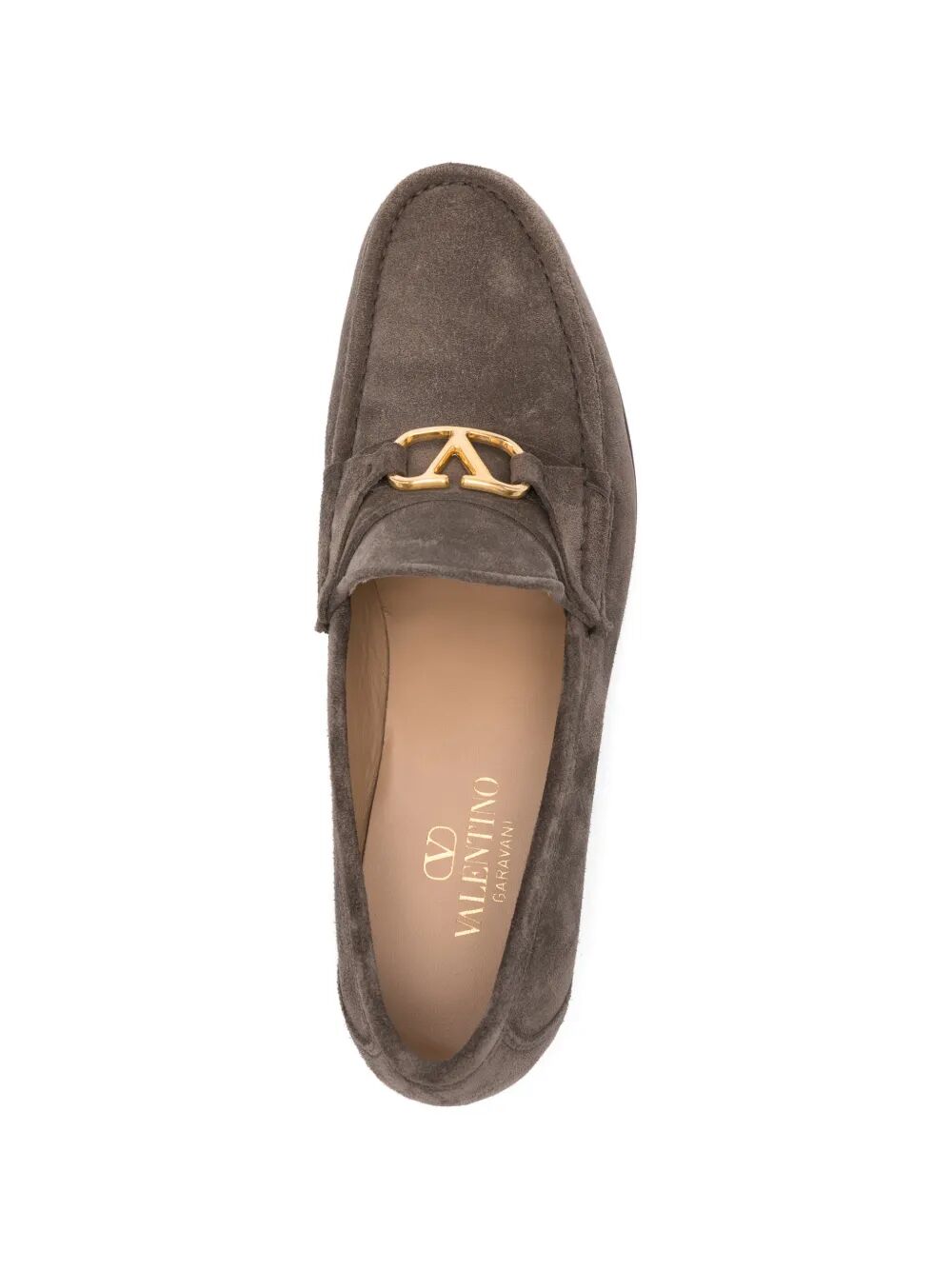 Valentino Garavani Men V Logo Plaque Suede Loafers