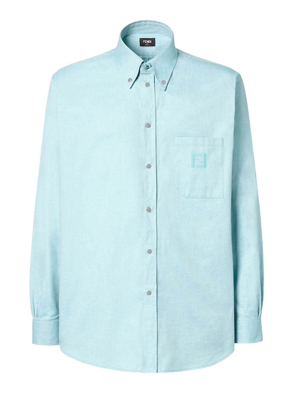 Fendi Men Oxford Cotton Shirt With Ff Embroidery FENDI