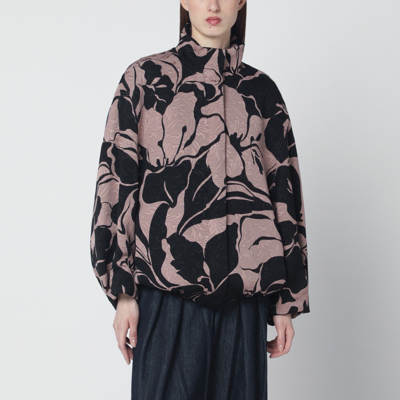 Dries Van Noten Black Jacket With Floral Jacquard Texture Women DRIES VAN NOTEN