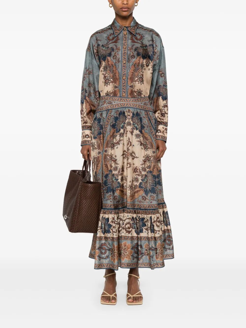 Zimmermann Women Ascension Tiered Midi Skirt ZIMMERMANN
