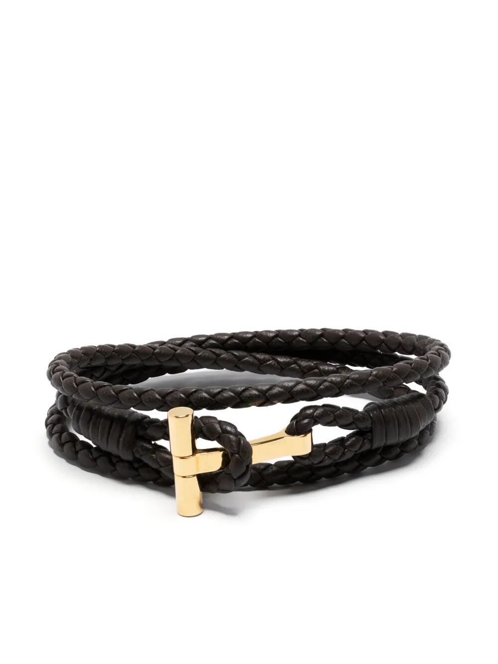 Tom Ford Men Braided Leather T Bracelet TOM FORD