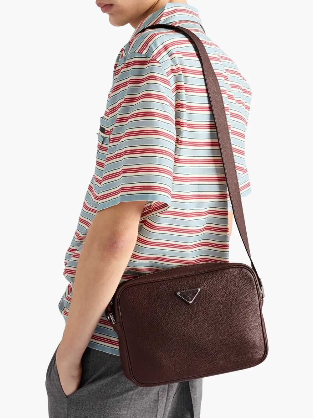 Prada Men Grained Leather Shoulder Bag PRADA