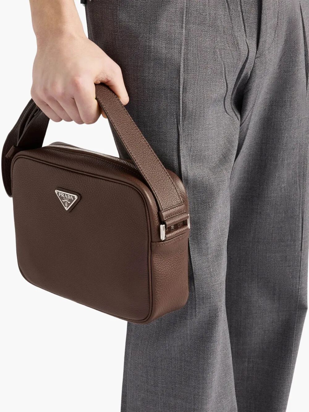 Prada Men Grained Leather Shoulder Bag PRADA