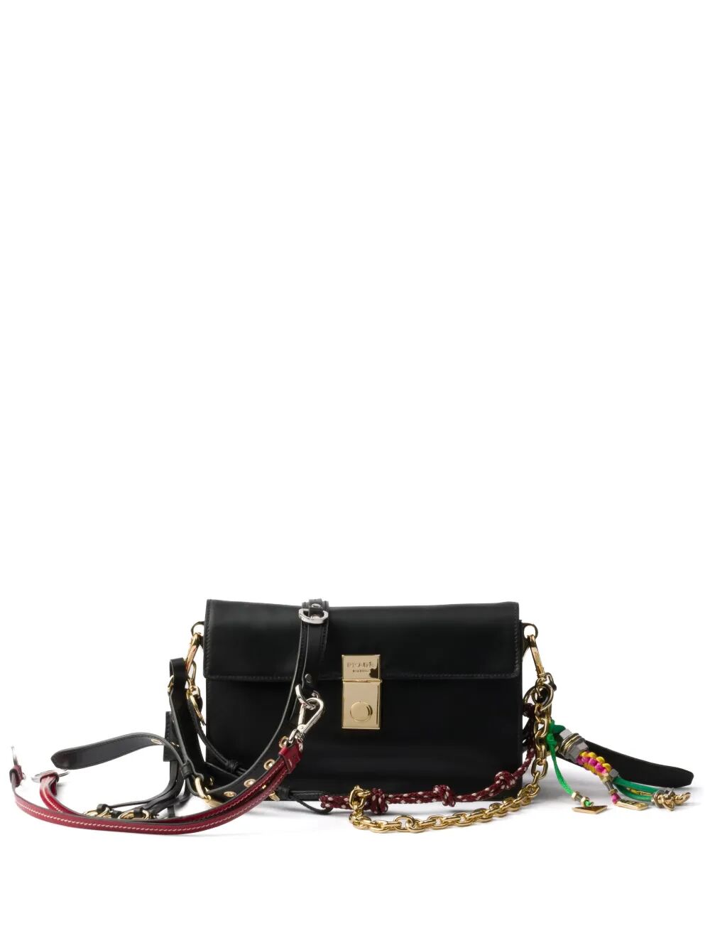 Prada Women Prada Soft Sound Small Leather Shoulder Bag With Charms PRADA
