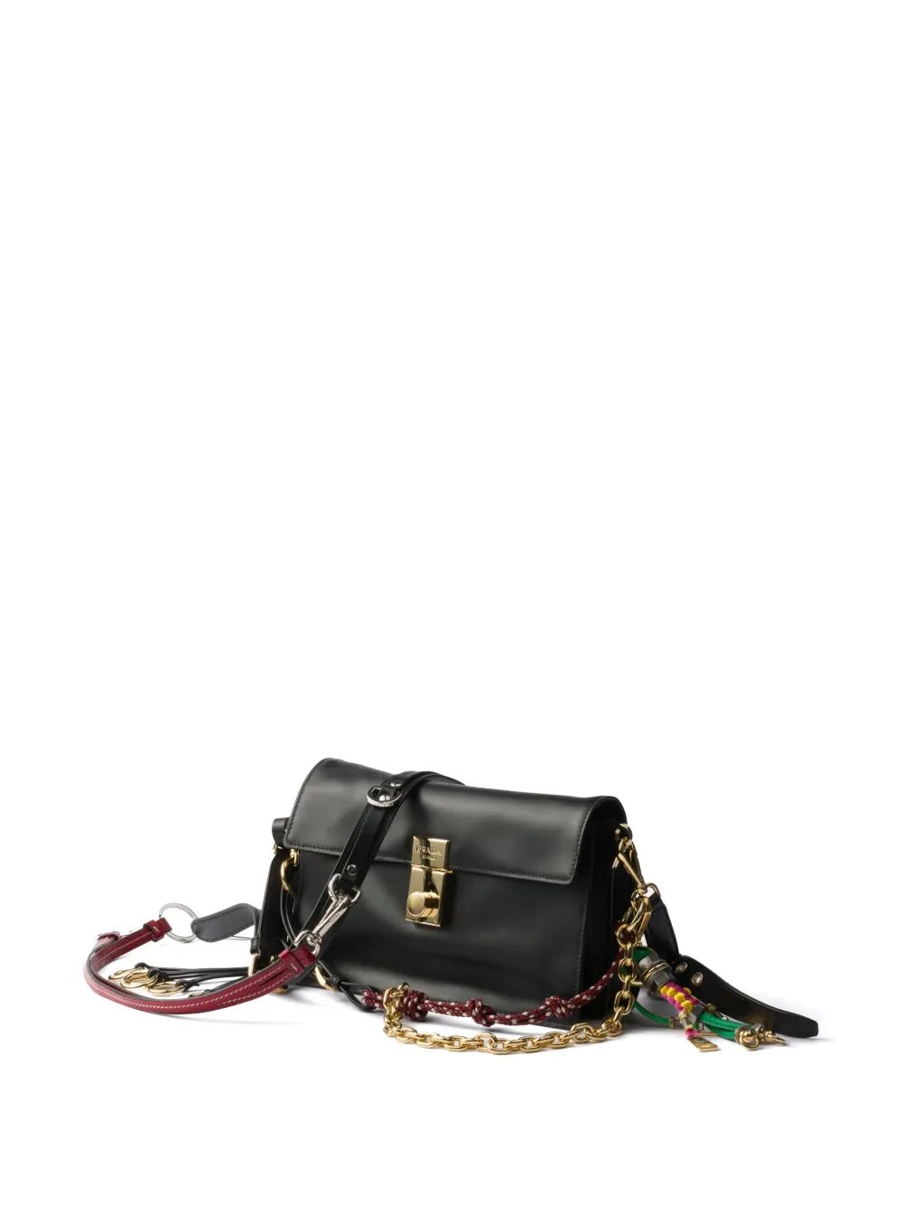 Prada Women Prada Soft Sound Small Leather Shoulder Bag With Charms PRADA