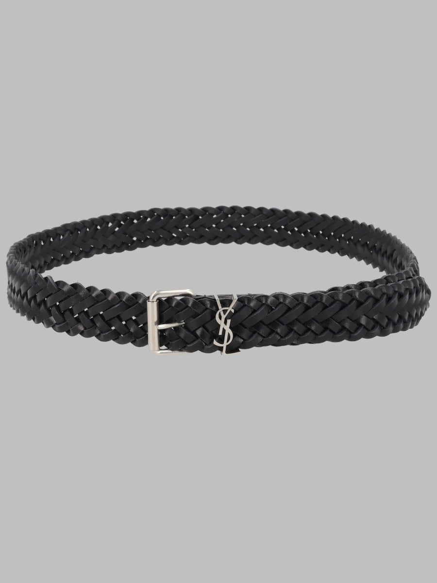 Saint Laurent Men Cintura Cassandre In Pelle Intrecciata SAINT LAURENT