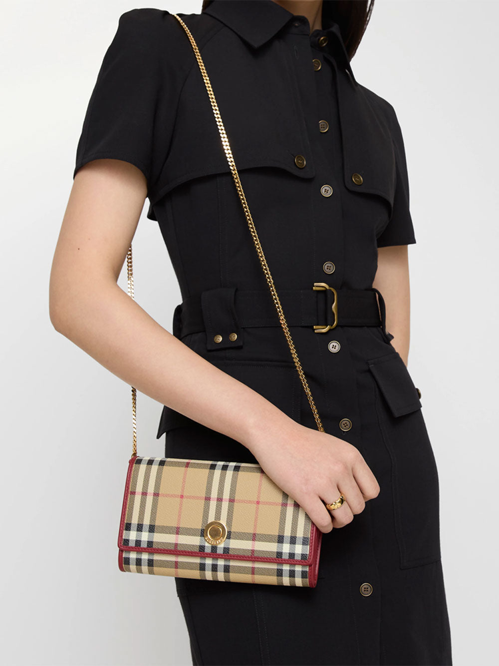 Burberry Women Check Chain Strap Wallet BURBERRY