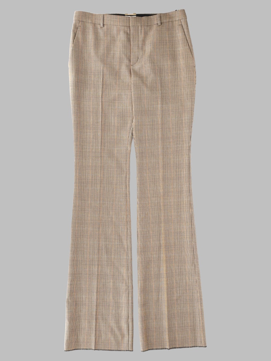 Saint Laurent Women Pantalone Svasato In Lana Pied De Poule Principe Di Galles SAINT LAURENT