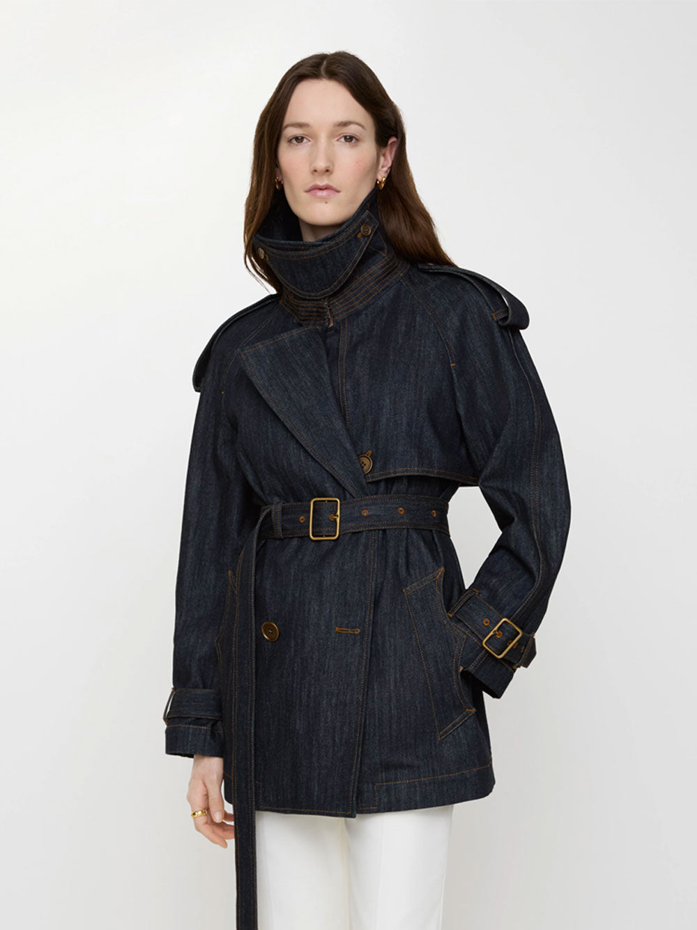 Burberry Women Short Denim Fitzrovia Trench Coat BURBERRY
