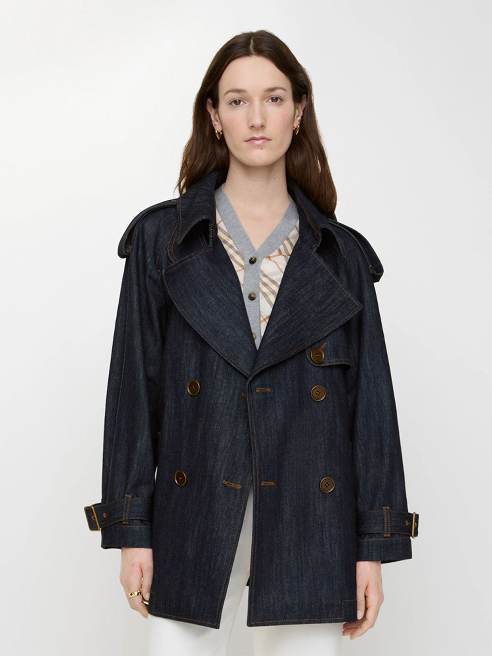 Burberry Women Short Denim Fitzrovia Trench Coat BURBERRY