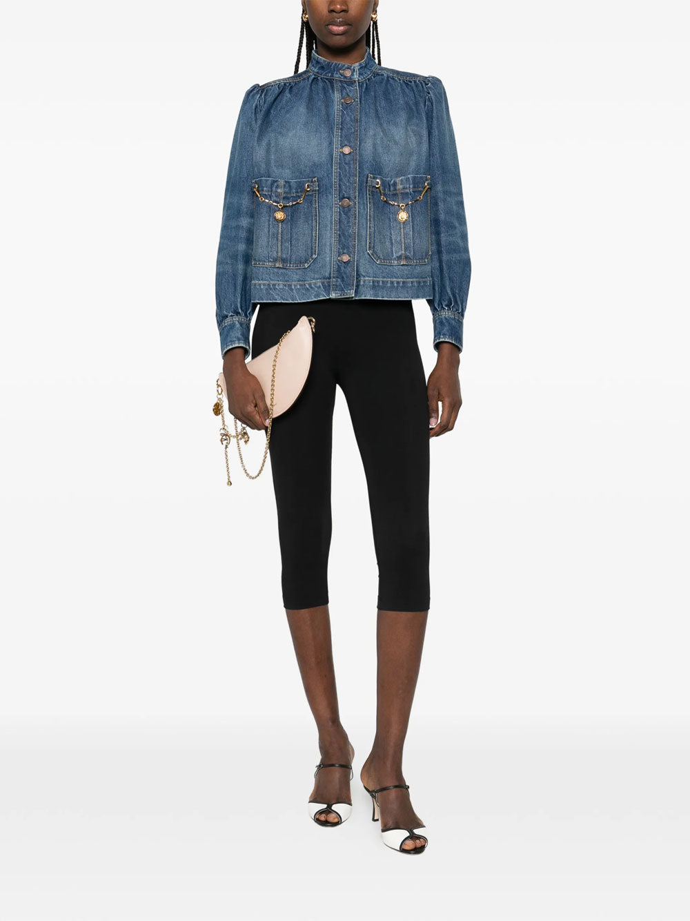Chloe Women High-Neck Gathered Denim Jacket CHLOE