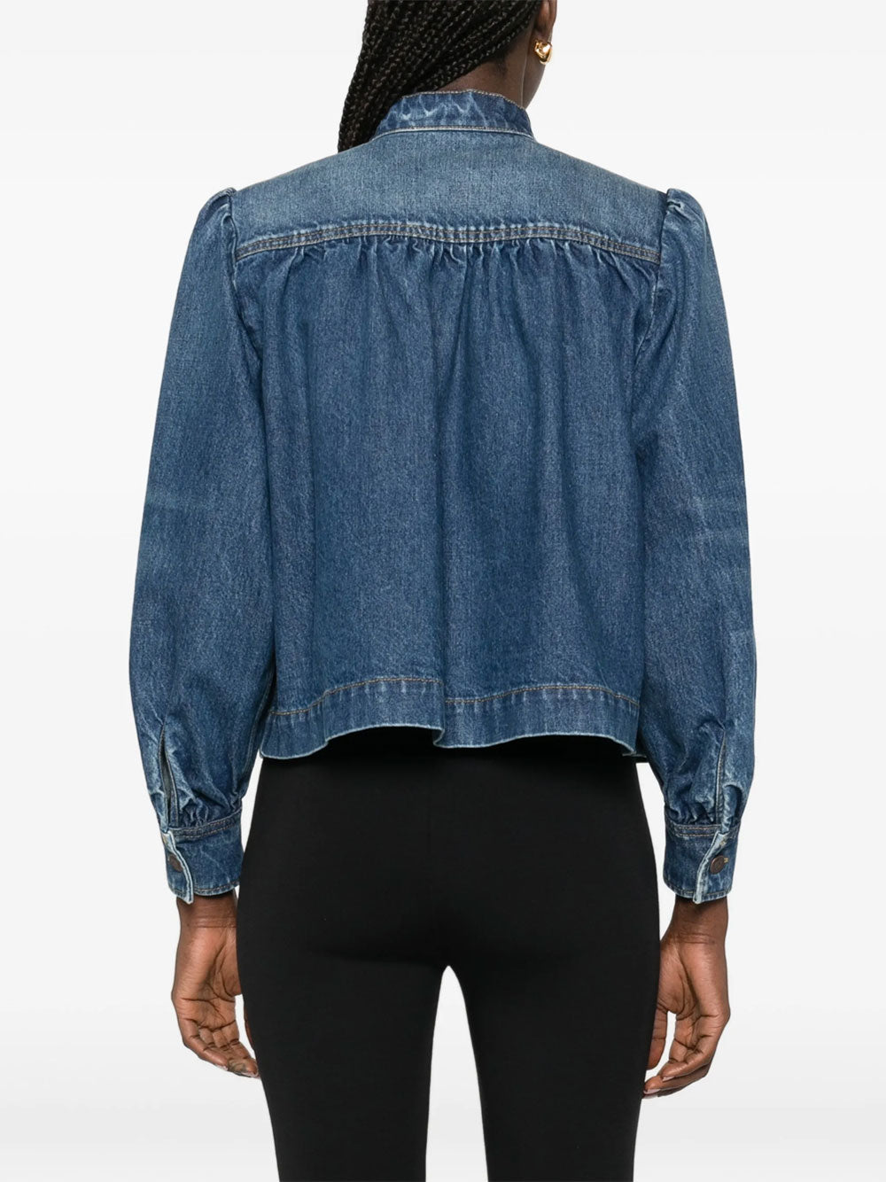 Chloe Women High-Neck Gathered Denim Jacket CHLOE