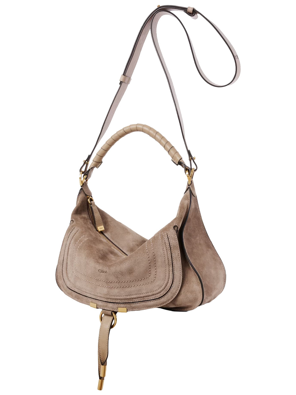 Chloe Women Small Marcie Shoulder Bag In Suede Leather CHLOE