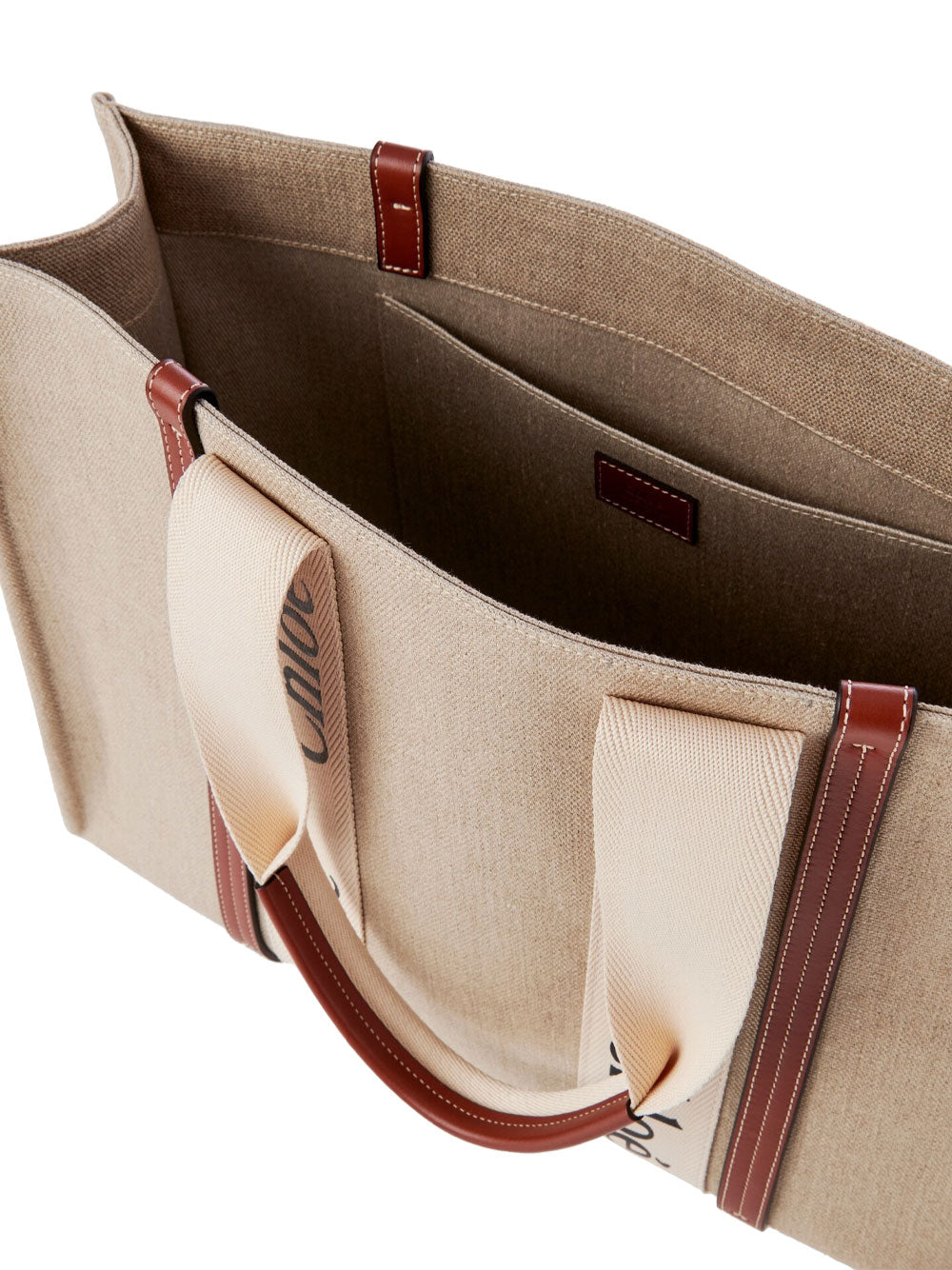 Chloe Women Large Woody Tote Bag In Linen CHLOE