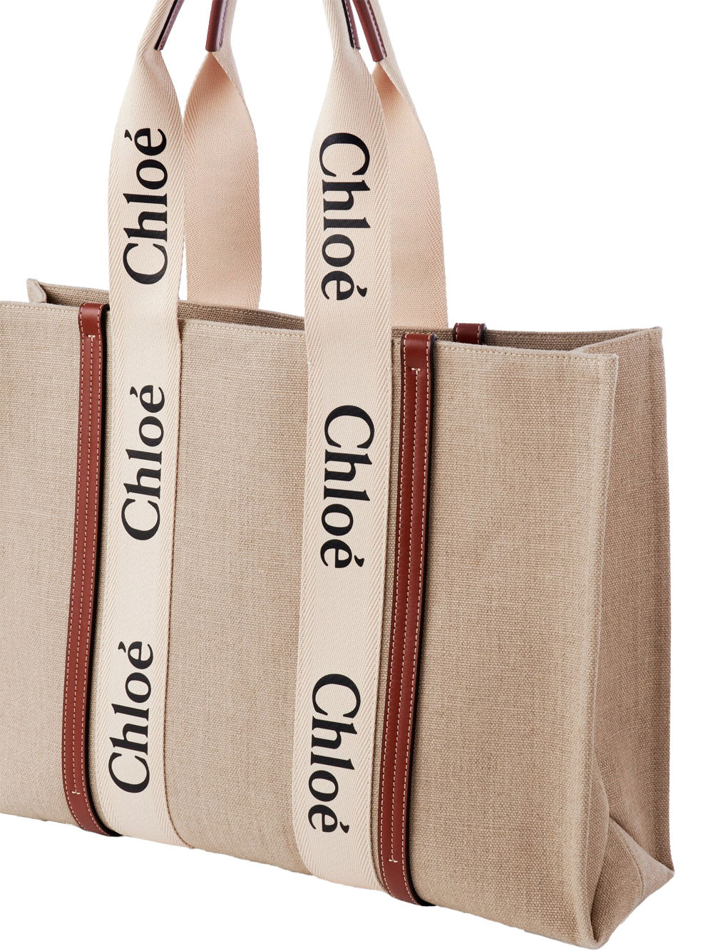 Chloe Women Large Woody Tote Bag In Linen CHLOE