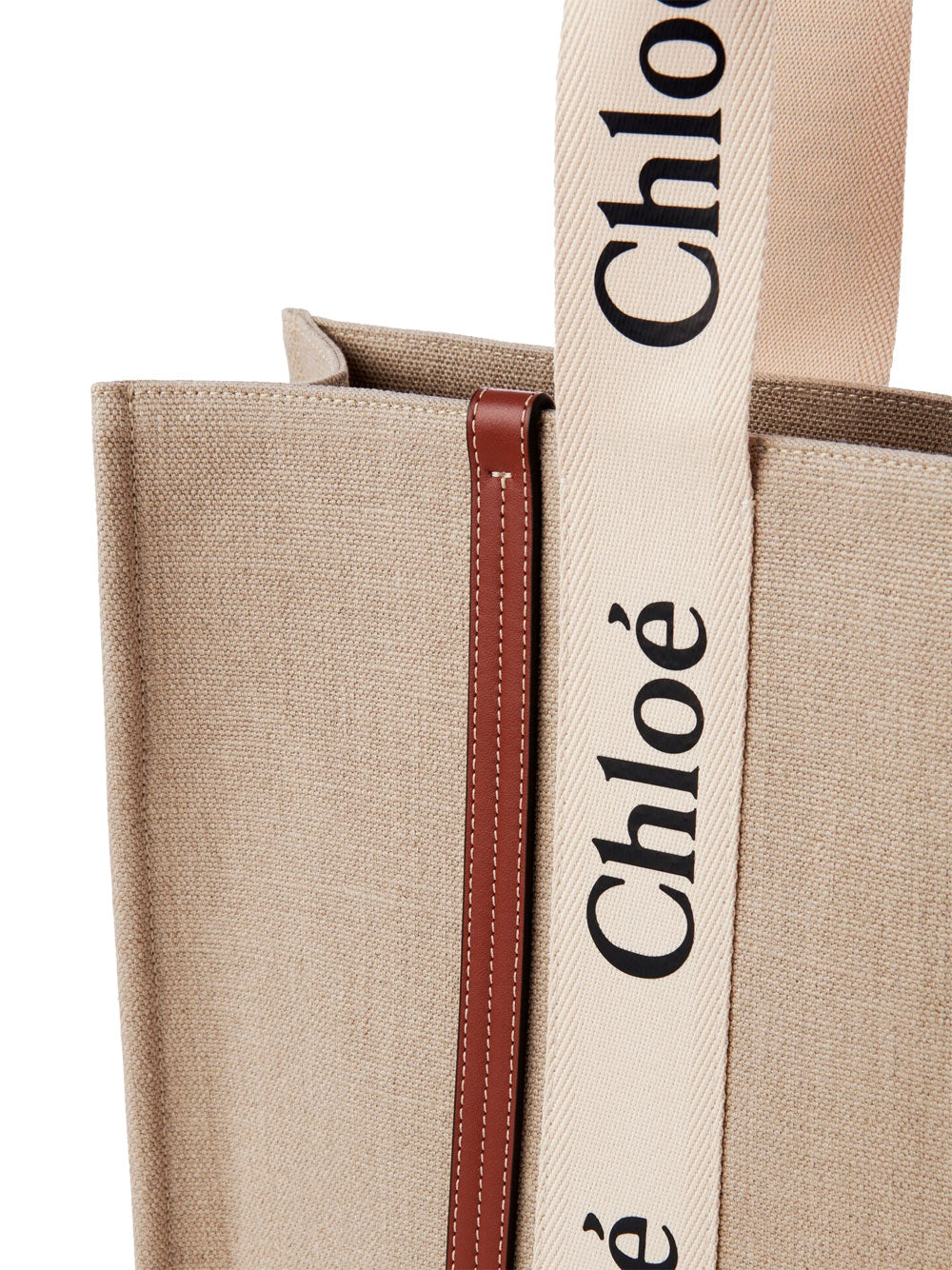 Chloe Women Large Woody Tote Bag In Linen CHLOE