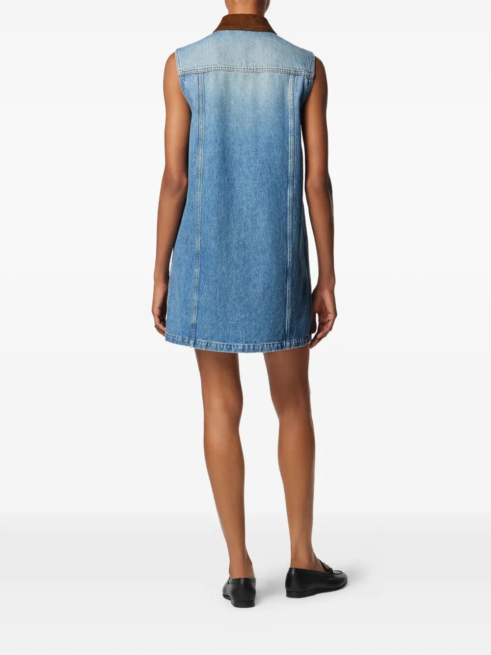 Versace Women Denim A-Line Dress With Suede Details VERSACE