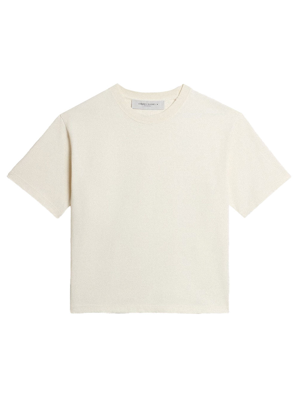 Golden Goose Women Aged-Effect Cotton T-Shirt With Reverse Logo On The Back GOLDEN GOOSE