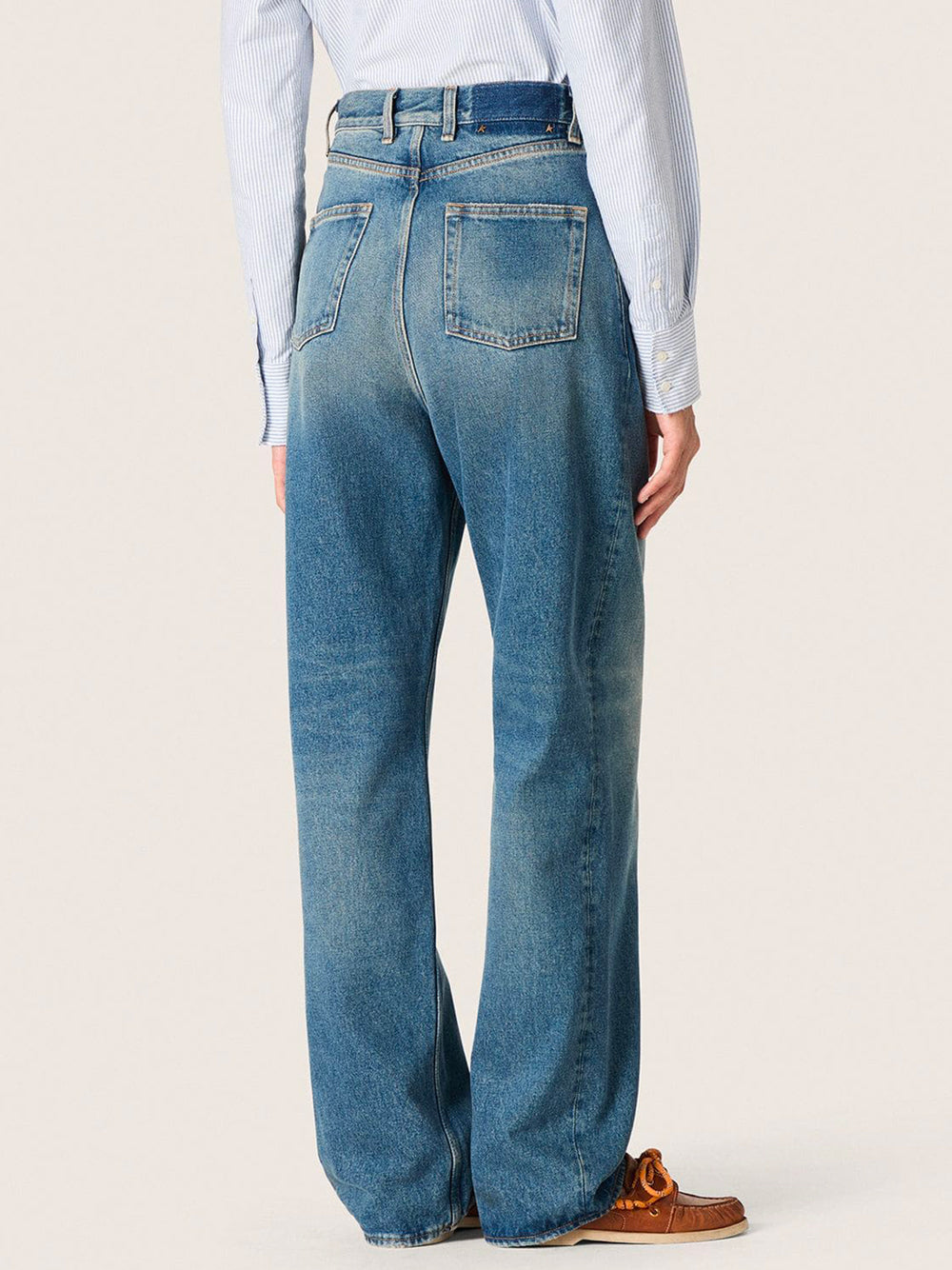 Golden Goose Women Stone-Washed Light Blue Denim Boyfriend Jeans GOLDEN GOOSE