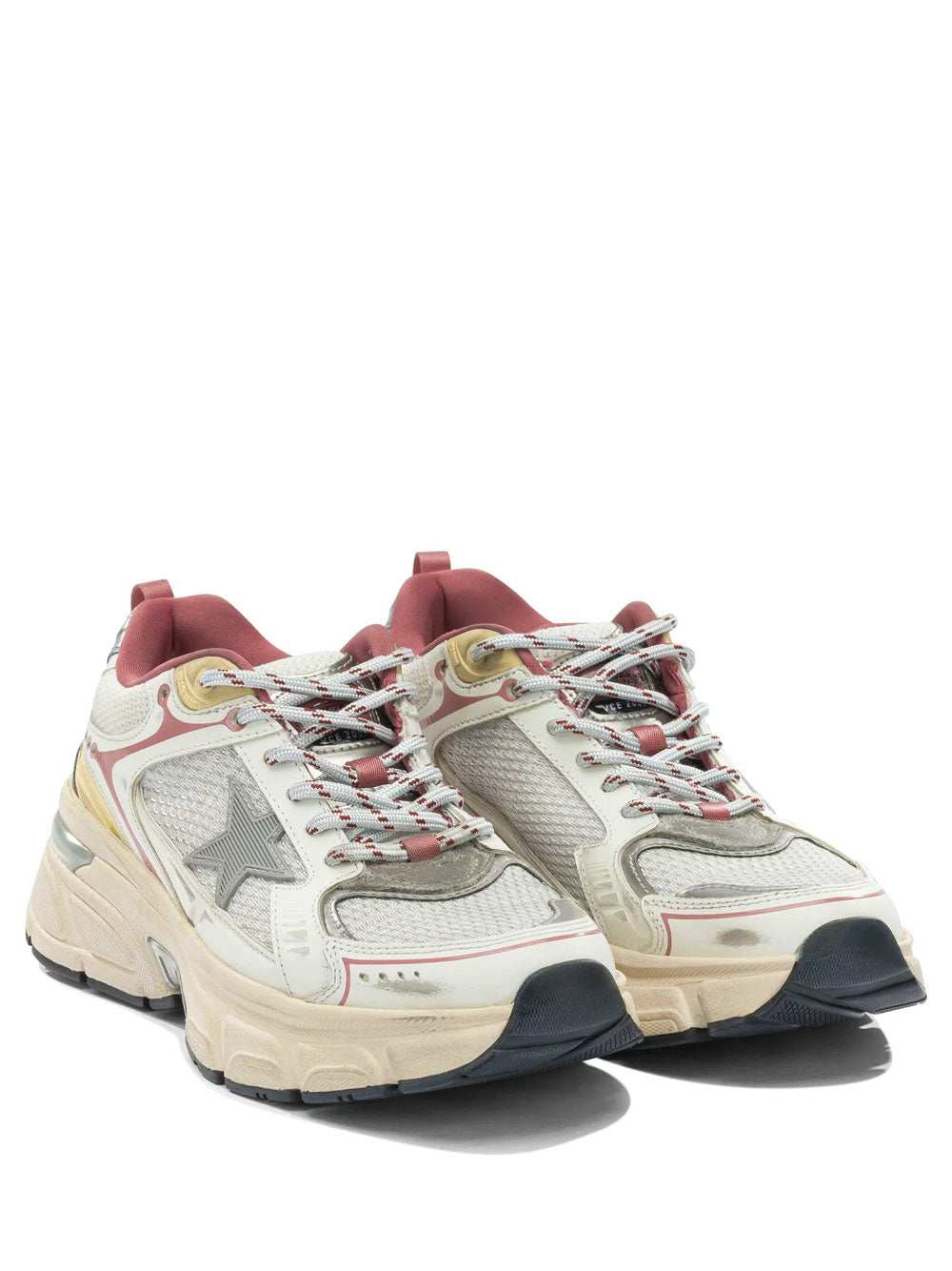 Golden Goose Women Lightstar Leather And Mesh Sneakers With Grey Tpu Star GOLDEN GOOSE