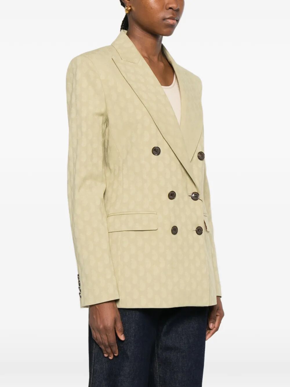 Etro Women Double-Breasted Fitted Paisley-Motif Blazer ETRO