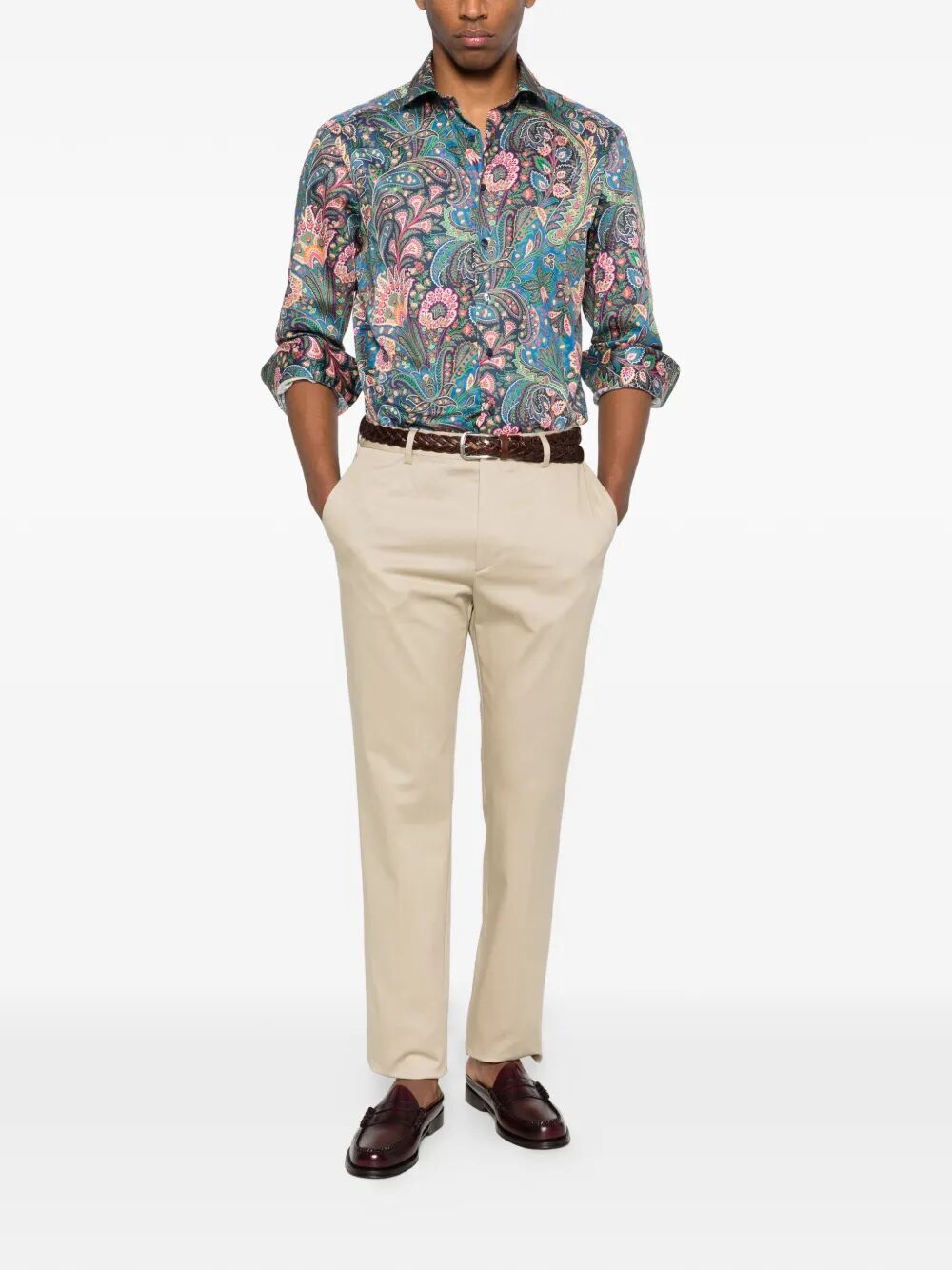 Etro Men Roma Cotton Straight-Leg Trousers ETRO
