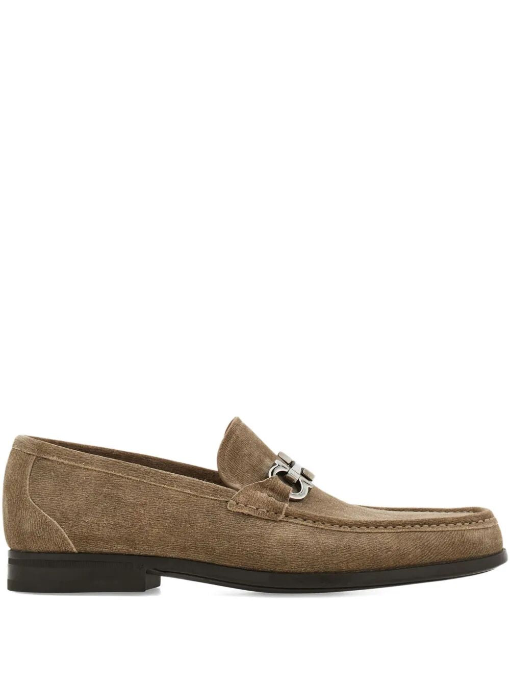 Ferragamo Men Grandioso2 Suede Loafers With Gancini Buckle FERRAGAMO