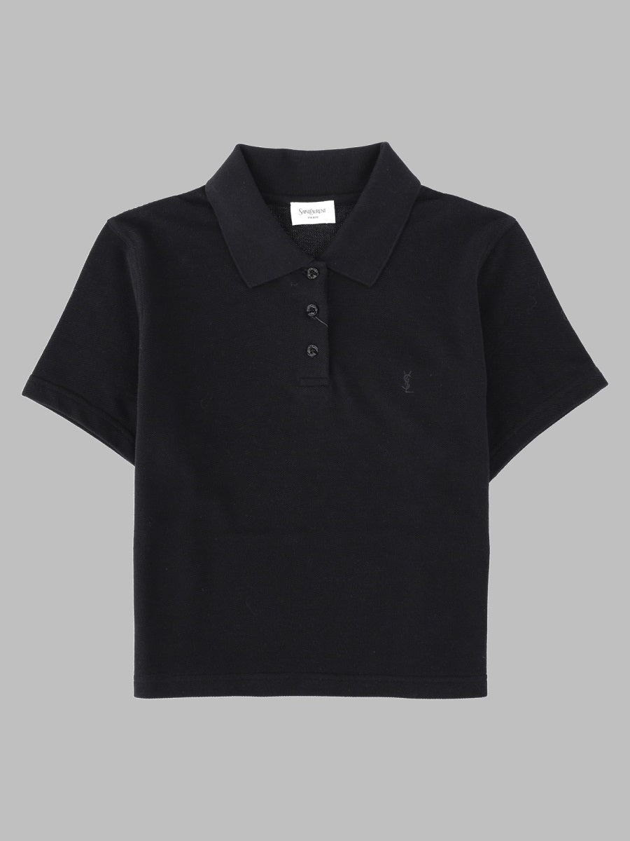 Saint Laurent Women Polo Corta Cassandre In Piqué Di Cotone SAINT LAURENT