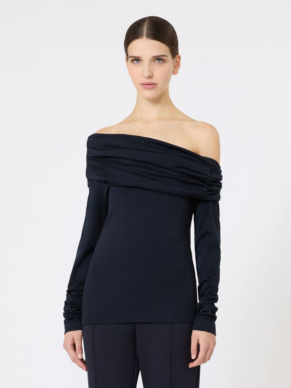 Max Mara Women Wool Off-The-Shoulder Draped Top MAX MARA