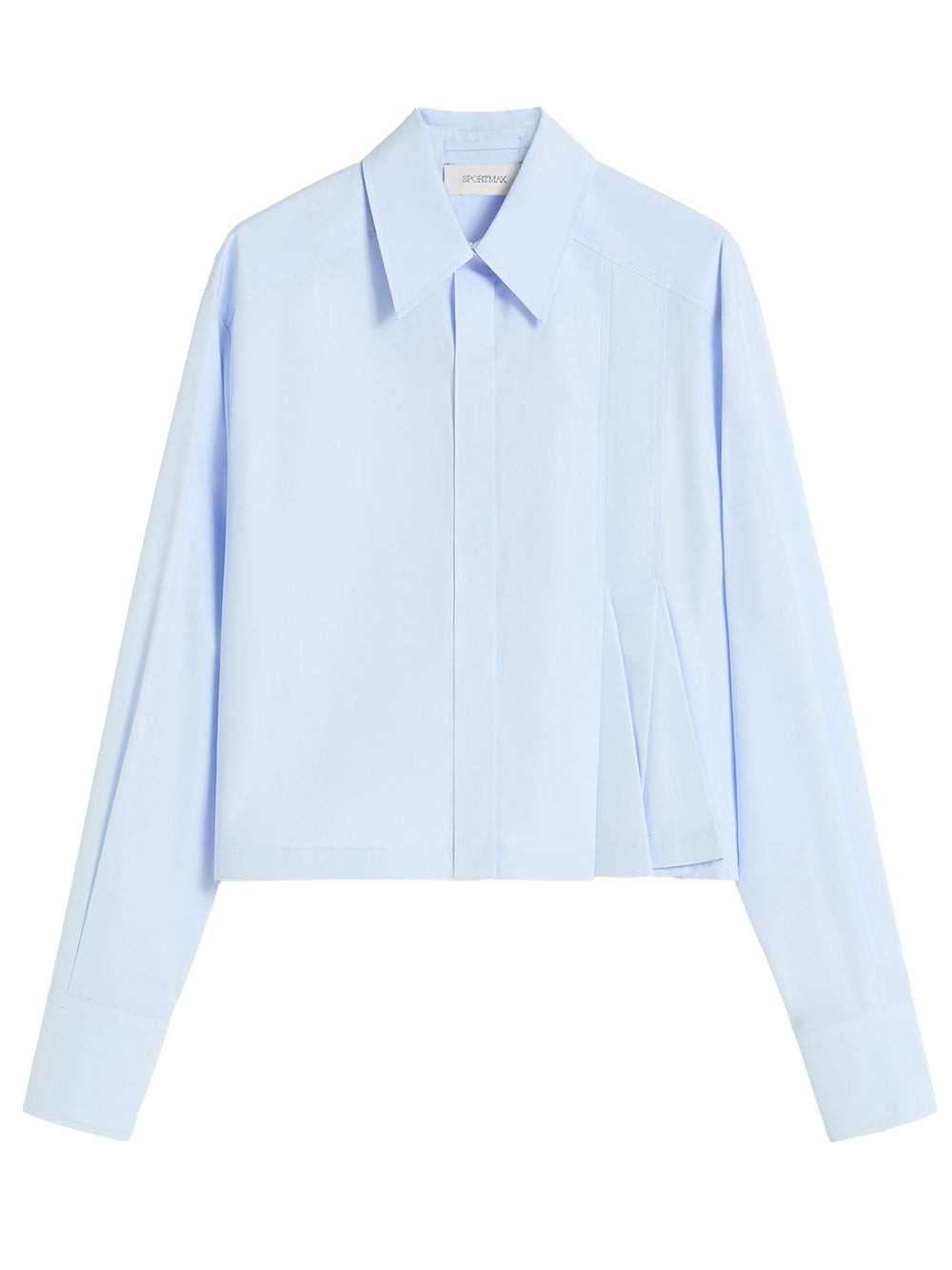 Sportmax Women Cropped Poplin Shirt With Asymmetrical Pleats SPORTMAX