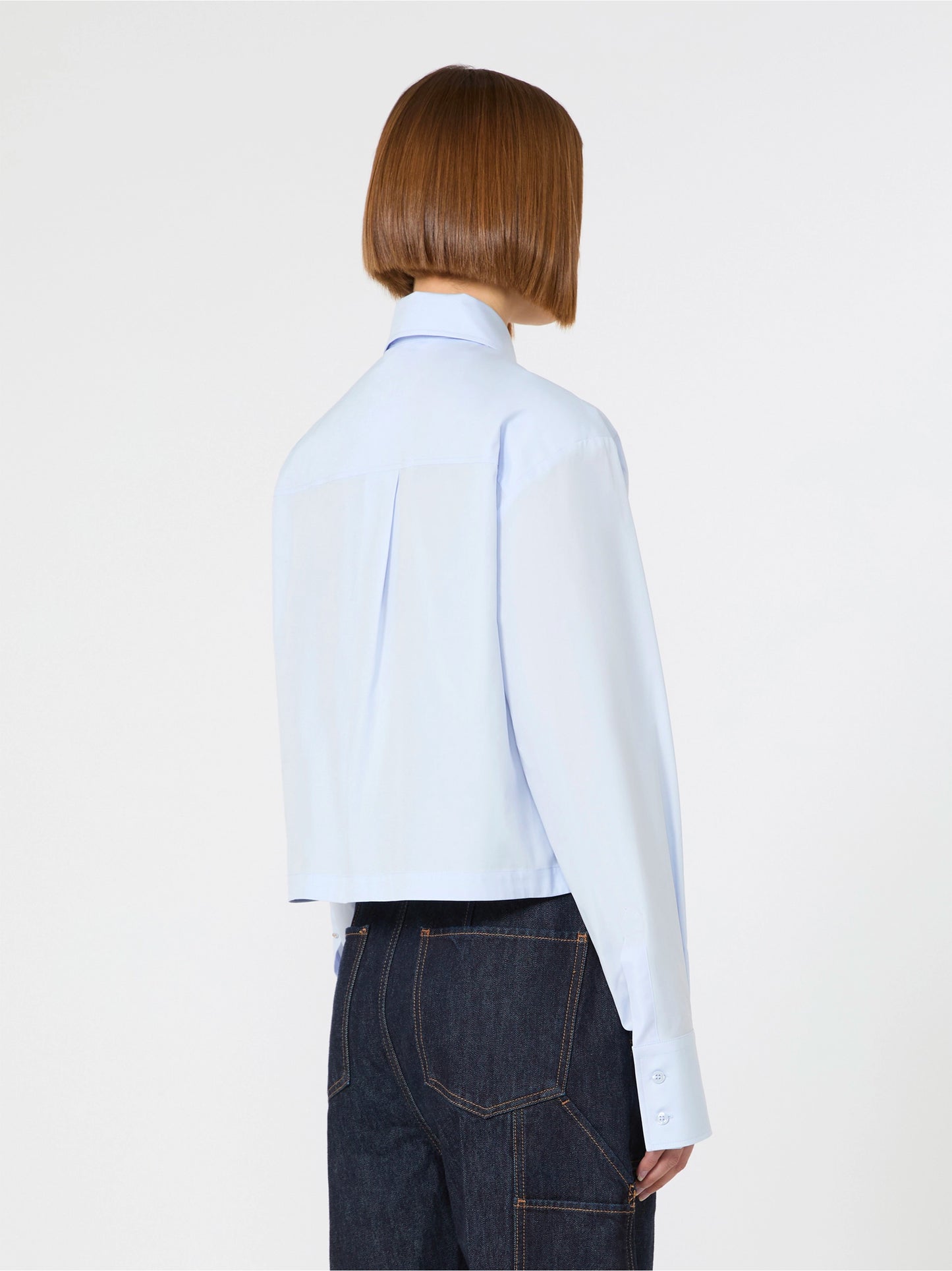 Sportmax Women Cropped Poplin Shirt With Asymmetrical Pleats SPORTMAX