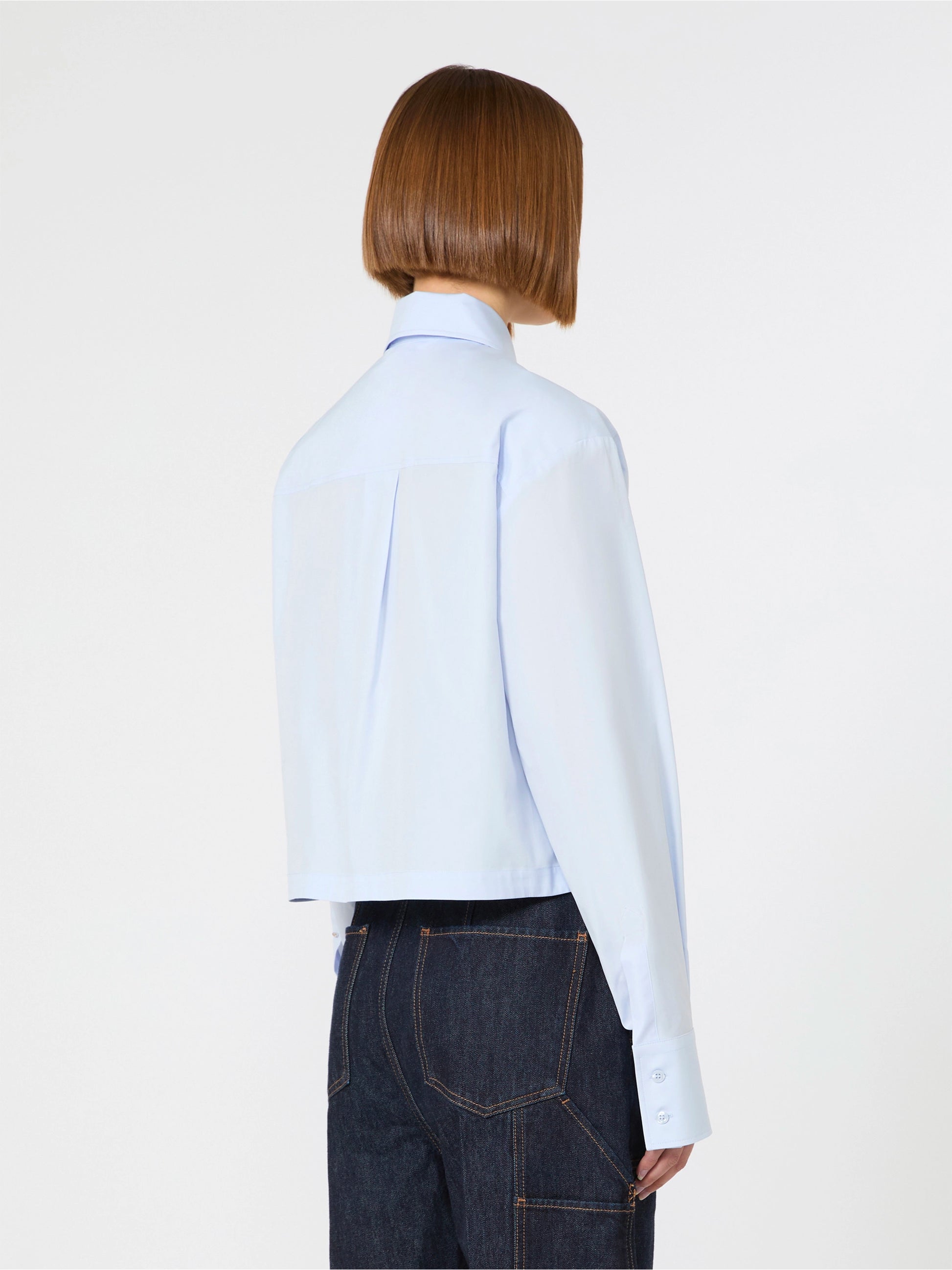 Sportmax Women Cropped Poplin Shirt With Asymmetrical Pleats SPORTMAX