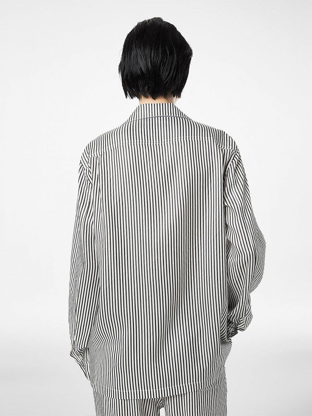 Tom Ford Women Striped Silk Pj Shirt With Piping And Tonal Tf Embroidered Logo TOM FORD
