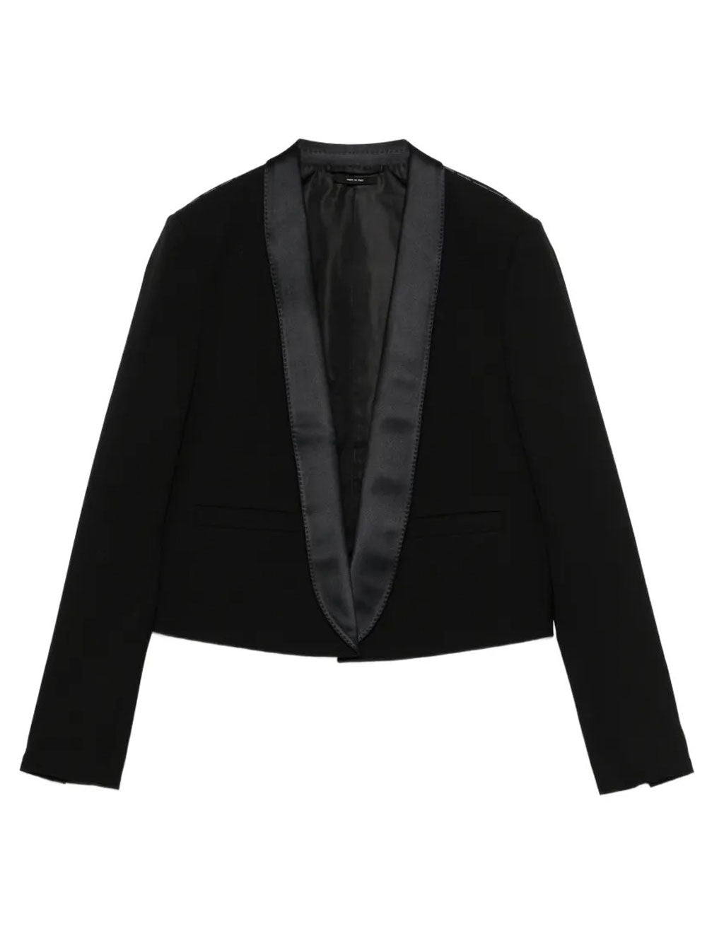 Tom Ford Women Bi-Color Single Breasted Shawl Lapel Cropped Tuxedo Jacket TOM FORD