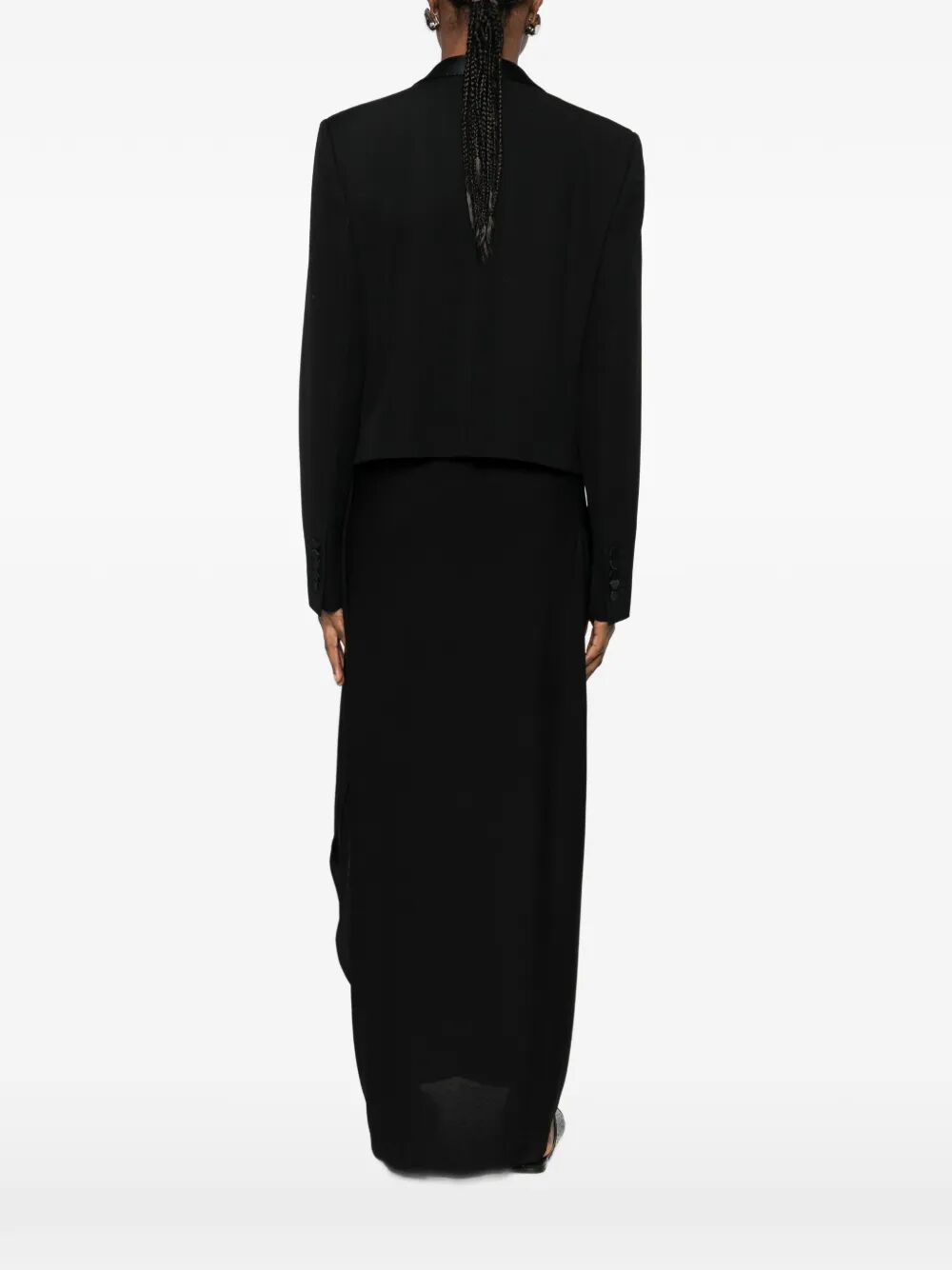 Tom Ford Women Bi-Color Single Breasted Shawl Lapel Cropped Tuxedo Jacket TOM FORD