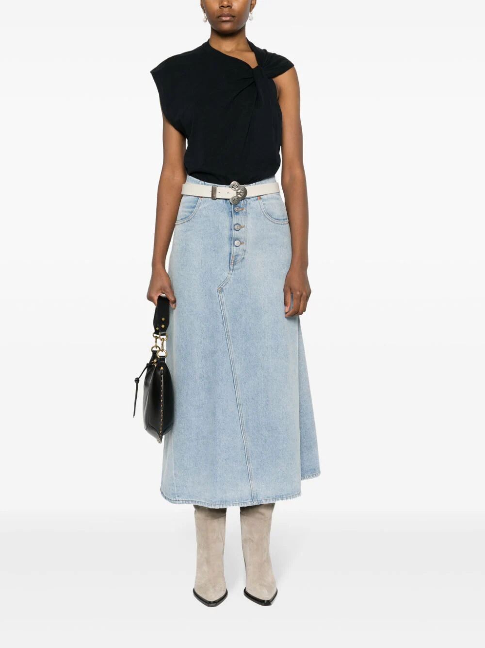 Isabel Marant Women Nayda Knot-Detail Asymmetric T-Shirt ISABEL MARANT