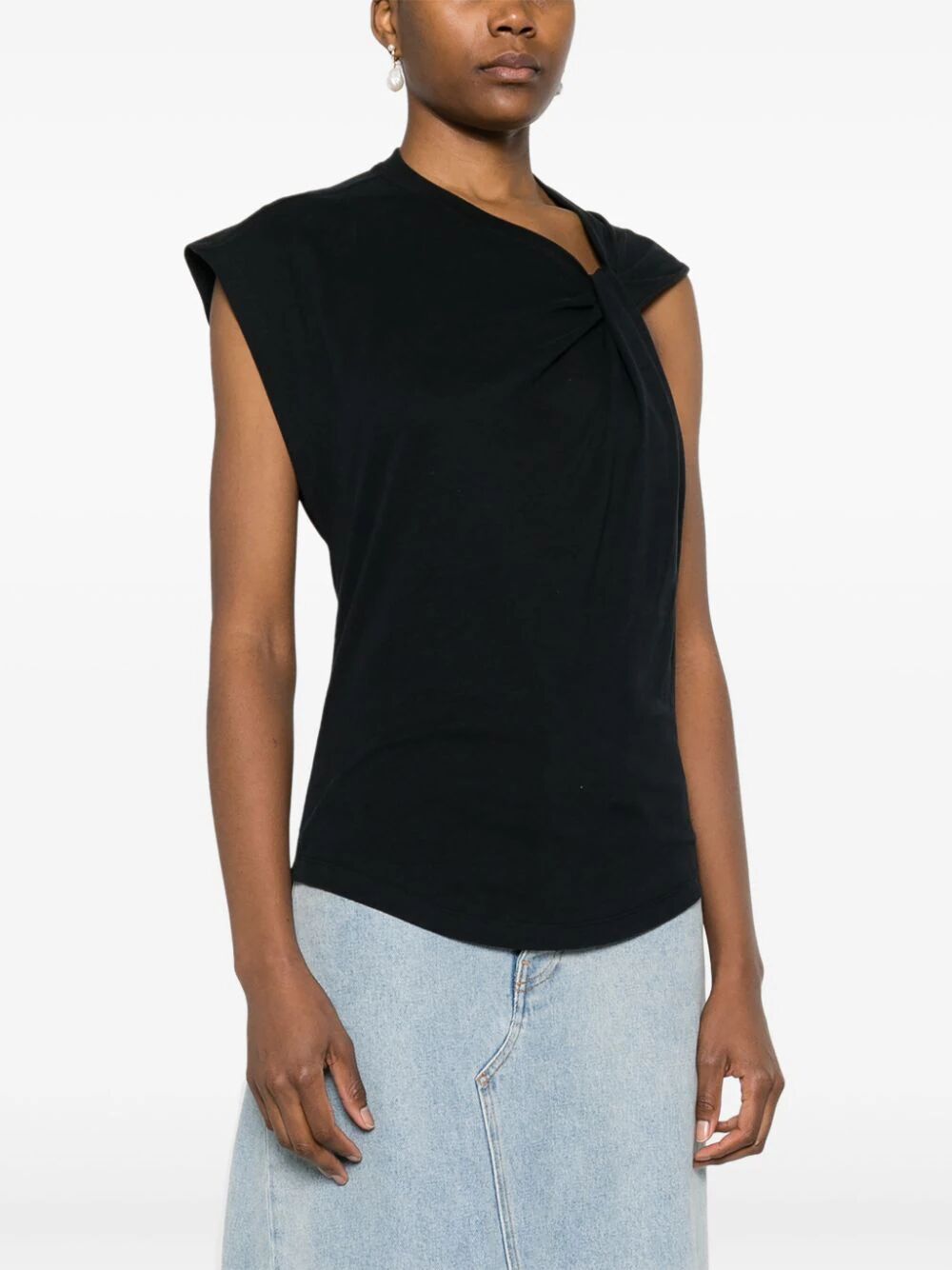 Isabel Marant Women Nayda Knot-Detail Asymmetric T-Shirt ISABEL MARANT