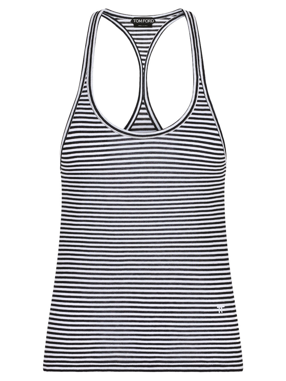 Tom Ford Women Striped Viscose Tank Top With Tonal Tf Embroidered Logo TOM FORD