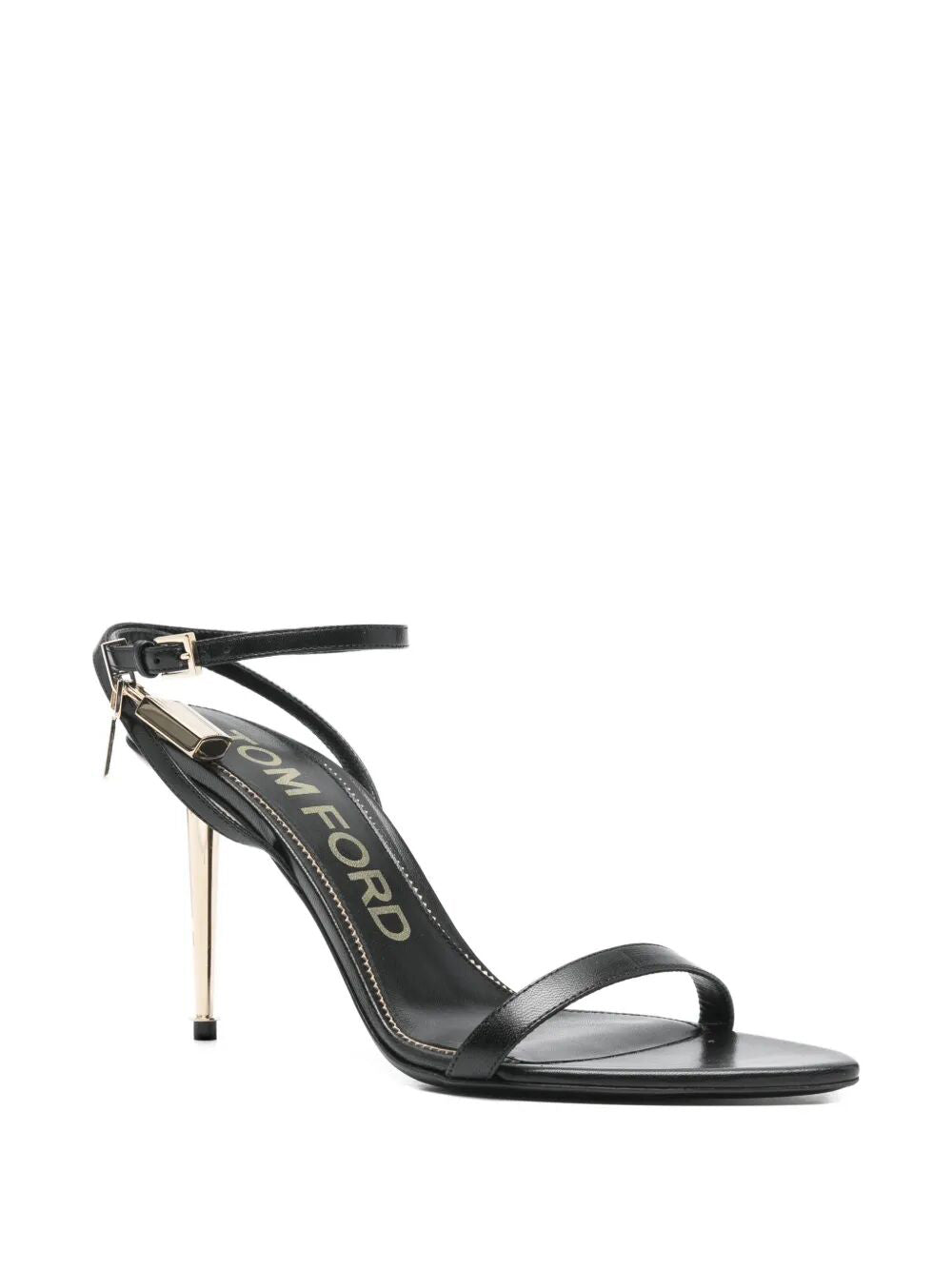 Tom Ford Women Shiny Leather Padlock Pointy Naked Sandals 85 TOM FORD
