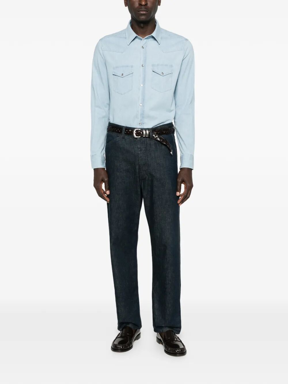 Tom Ford Men Denim Chambray Western Shirt TOM FORD