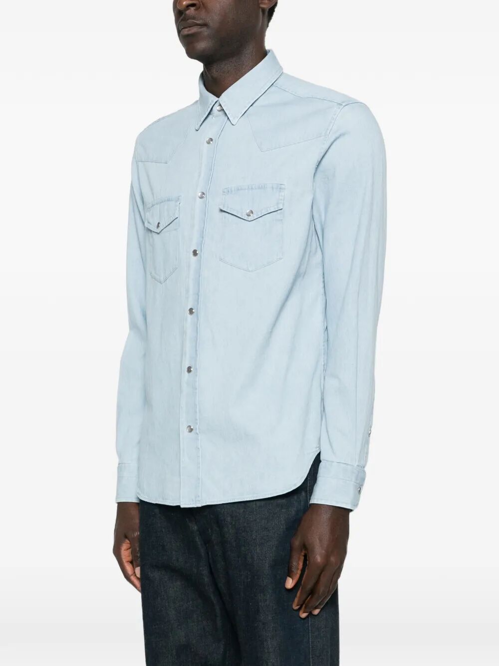 Tom Ford Men Denim Chambray Western Shirt TOM FORD