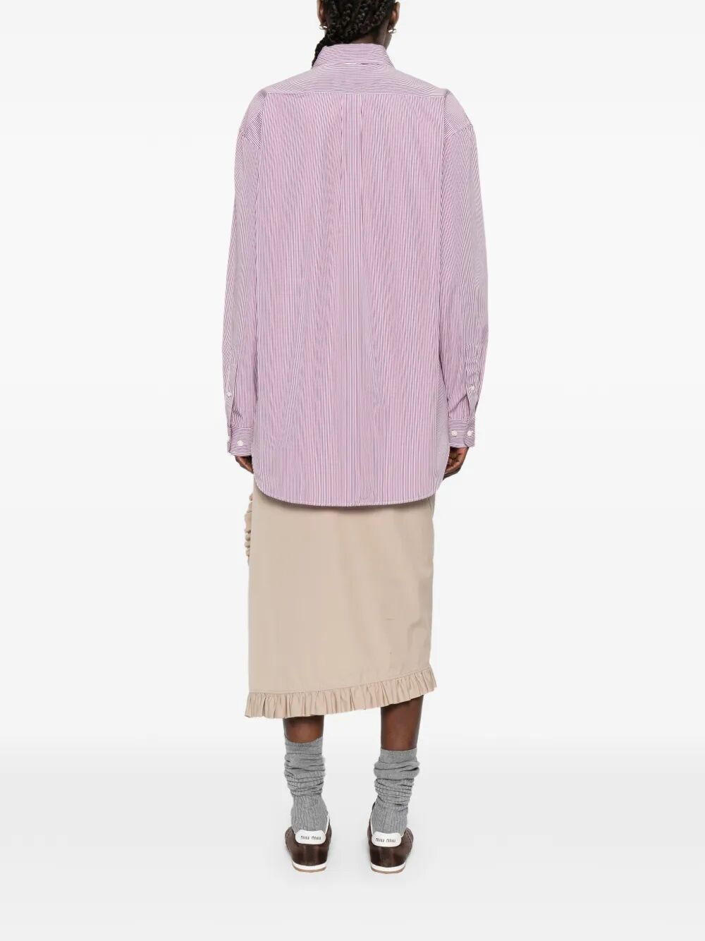 Miu Miu Women Vertical Stripe Cotton Shirt MIU MIU