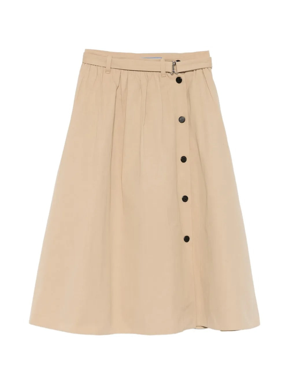Prada Women Button-Detail Belted Cotton Midi Skirt PRADA